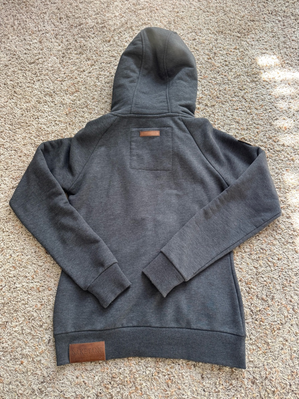 Naketano Dark Charcoal Gray Zip-Up Hoodie Brave New Bird Contrast Drawstring Med - Picture 8 of 8